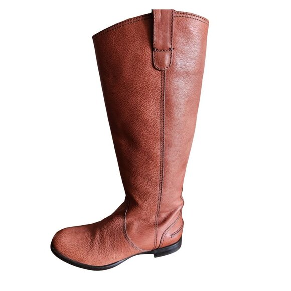 Italian Cognac Brown Knee High Leather Boots Size 9.5 M - Picture 7 of 10